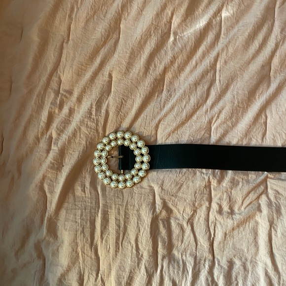 Antonia Leather Belt With Pearl Buckle main image 4